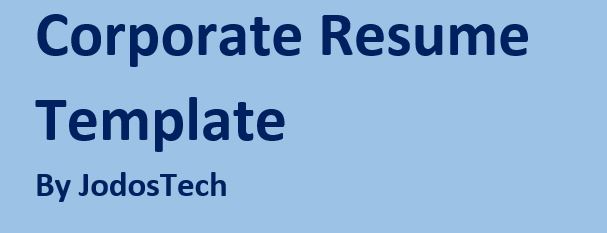 Corporate Resume Template